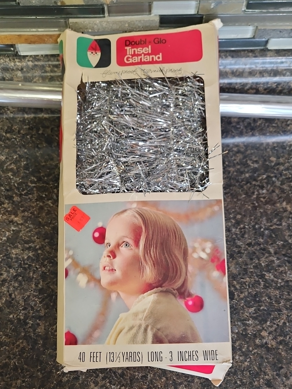 Vintage Doubl Glo Tinsel Garland Silver